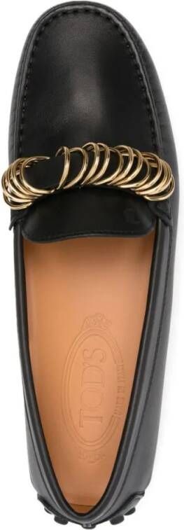 TOD'S Rounded Toe Flat Shoes in zwart