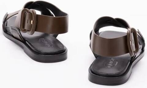 TOD'S Sandalen Crisscross Calf Leather Sandals With Adjustable Bu in zwart