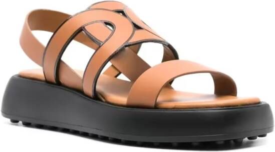 TOD'S Sandalen Cut-Out Chain Leather Sandals in bruin