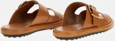TOD'S Sandalen Leather Sandals With Gold Buckle Closure in bruin