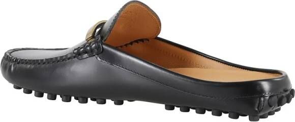 TOD'S Slippers & Mules Moccasin-Style Sabot With Metallic Logo in zwart