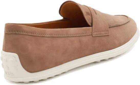 TOD'S Suede Slip-On Loafers With Contrasting Rubber Sole in bruin