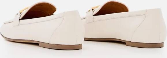 TOD'S White Leather Loafers With Metal Accents in wit