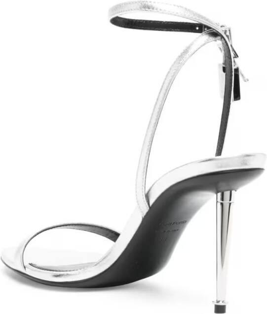 Tom Ford Sandalen Silver Heels With Ankle Strap in zilver