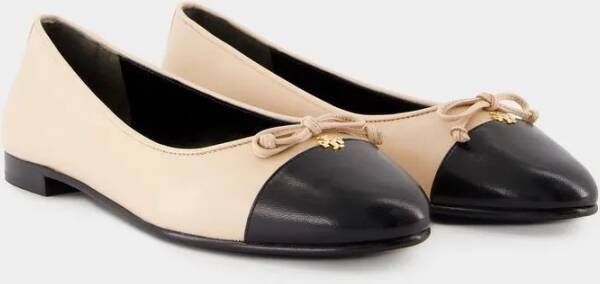 TORY BURCH Cap Toe Ballerinas Leather Pink in roze