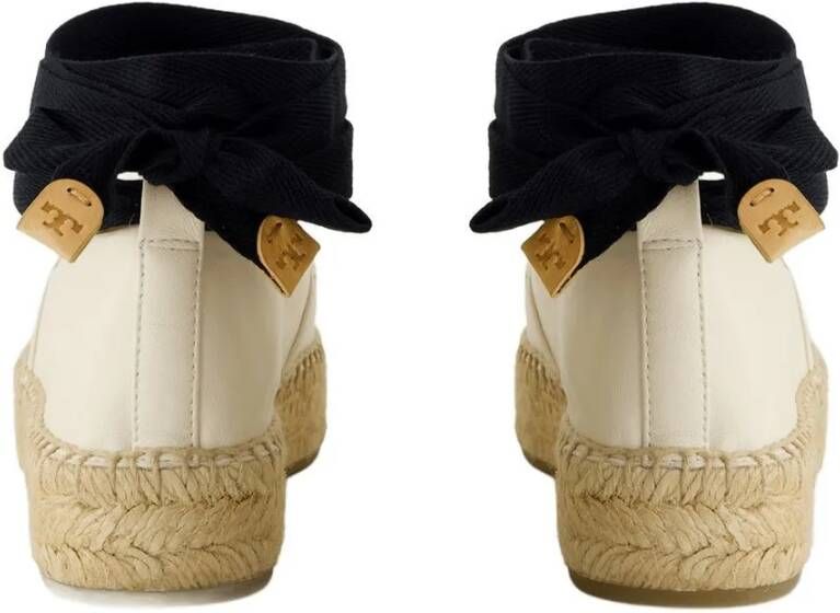 TORY BURCH Cap Toe Espadrilles Leather White in wit