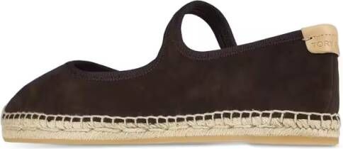 TORY BURCH Mary Jane Espadrille Flat Shoes With Woven Sole in zwart