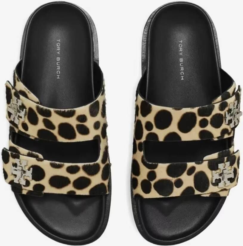 TORY BURCH Sandalen Slider Sandals With Leopadrata Pattern in zwart