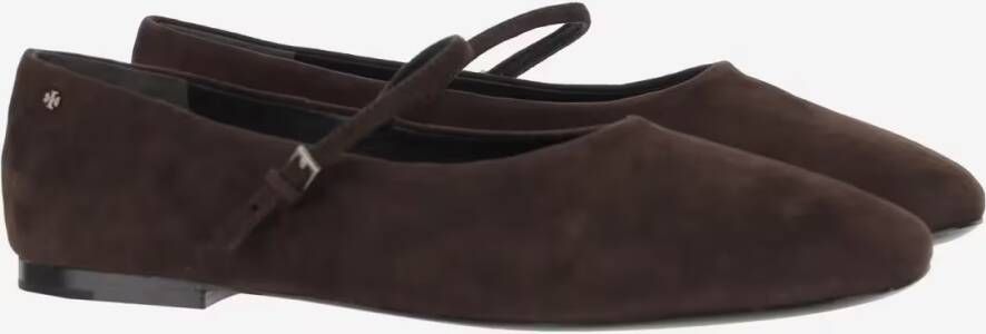 TORY BURCH Suede Leather Mary Jane Ballerinas in zwart