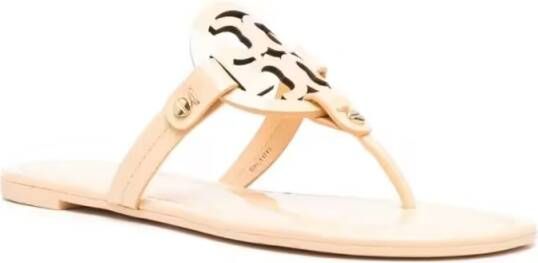 TORY BURCH Grijze Leren Sliders met Tonal Logo Grijs Dames - Foto 4