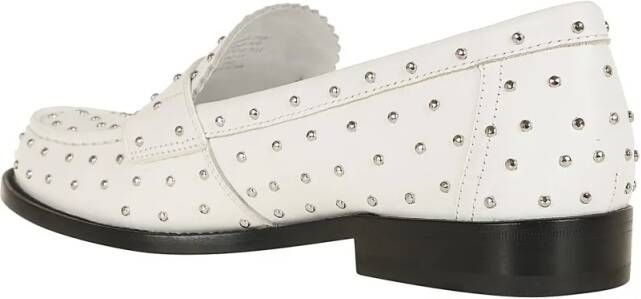 TORY BURCH White Calfskin Studded Detailing Slip-On Shoes in wit