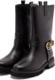 Twin-Set Boots Mid-Calf Black Leather Boots With Buckle Fastening in zwart - Thumbnail 1