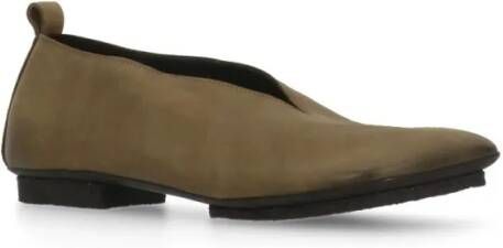 Uma Wang Olive Green Smooth Leather Ballet Shoes in groen