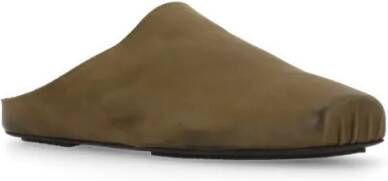 Uma Wang Slippers & Mules Olive Green Smooth Leather Sabots in groen