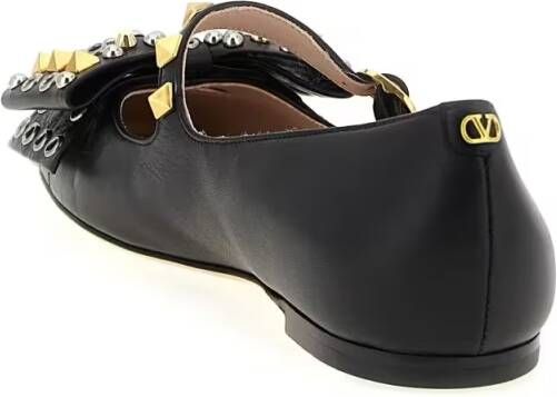 Valentino Garavani Zwarte Leren Ballerina's Elegante Studs - Foto 2