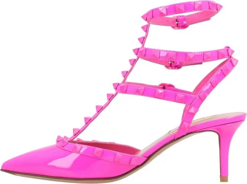 Valentino Garavani Hoge hakken Calfskin Open Pumps Pink in roze