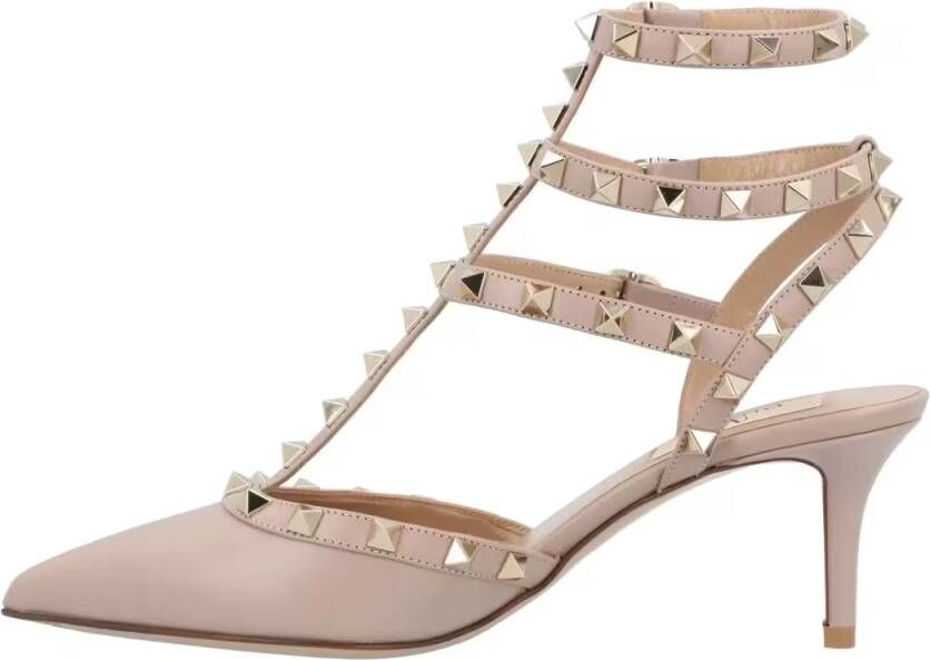 Valentino Garavani Hoge hakken Rockstud Leather Pumps in beige