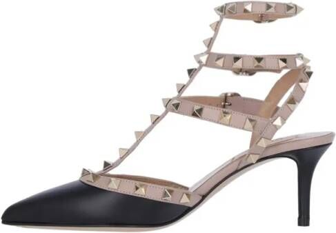 Valentino Garavani Hoge hakken Rockstud' Slingback Heels – Black in zwart
