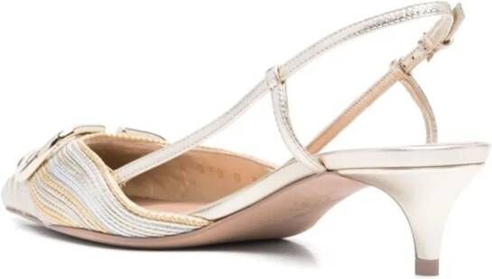 Valentino Garavani Hoge hakken Vlogo Signature Silver Leather Pumps With Pointed in beige