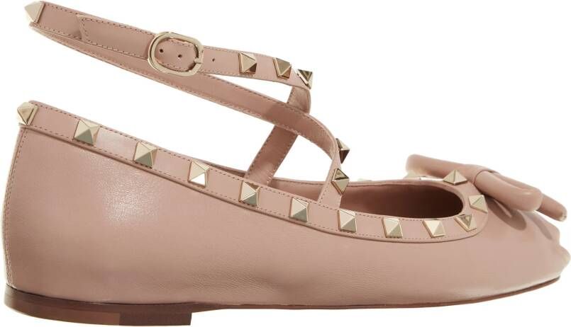 Valentino Garavani Loafers Ballerina Rockstud in poeder roze