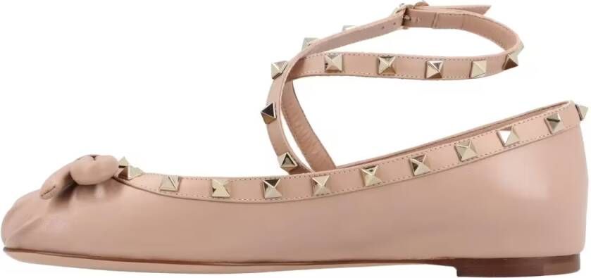 Valentino Garavani Rockstud Nappa Ballerinas Pink in roze