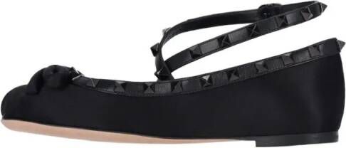 Valentino Garavani "Rockstud" Satin Ballerinas – Black in zwart