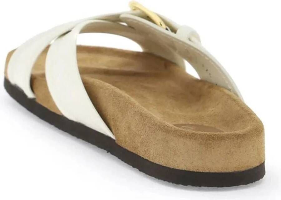 Valentino Garavani Sandalen Leather Flat Sandals in wit