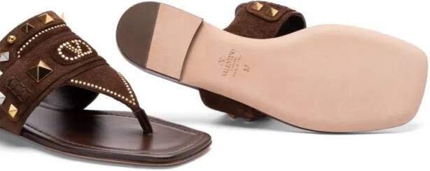 Valentino Garavani Sandalen Plaster Caster Flip Flops With Gold Accents And Op in bruin