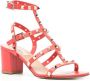 Valentino Garavani Sandalen Red Leather Rockstud Sandal With Pyramid Studs And in oranje - Thumbnail 1