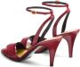 Valentino Garavani Sandalen Red Leather Sandals With V Logo And Ankle Strap in rood - Thumbnail 1