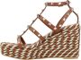 Valentino Garavani Sandalen Rockstud Calfskin Wedges With Straps in bruin - Thumbnail 1
