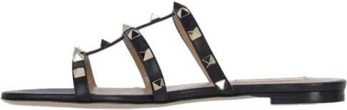 Valentino Garavani Sandalen Rockstud' Slide Sandals – Black in zwart