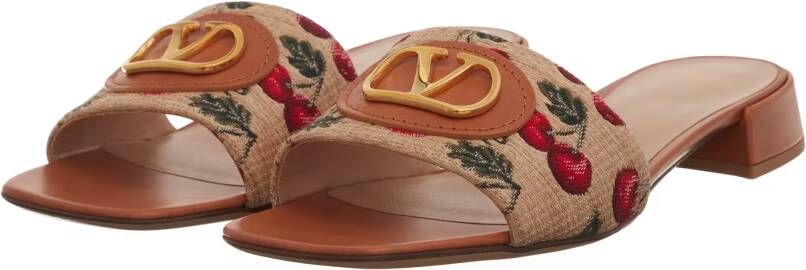 Valentino Garavani Sandalen Slide Rafia Jaquard in bruin
