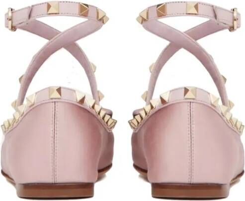 Valentino Garavani Satin "Rockstud" Ballerina in roze