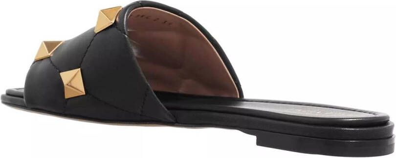 Valentino Garavani Slippers Roman Stud Slide Mule Leather in zwart