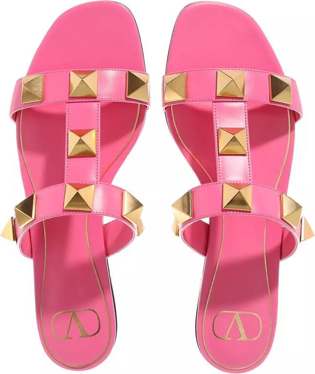 Valentino Garavani Slippers Roman Stud Slide Sandals in poeder roze