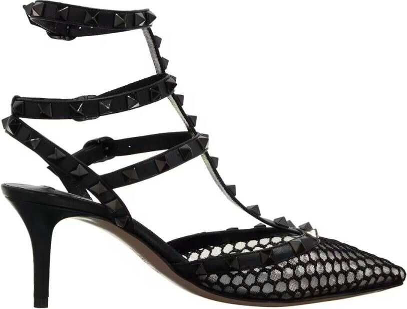 Valentino Garavani Sandalen Ankle Strap Rockstud 65 Black Studs in zwart