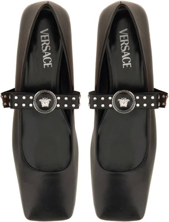 Versace Ballerina "Gianni" Ribbon With Studs in zwart