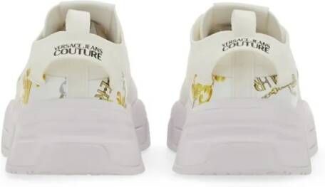 Versace Jeans Couture Low-Top Sneakers White Sneakers With Bold Logo And Textured Upper in wit