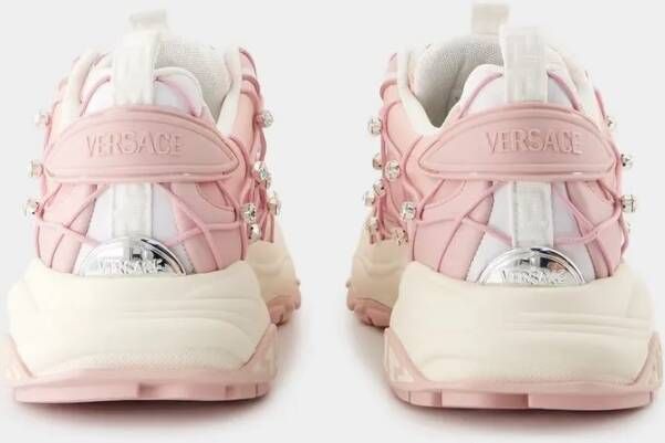Versace Low-Top Sneakers Chunky Pink Calfskin Sneakers With Decorative Elem in roze