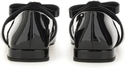 Versace Patent Leather Ballerina "Gianni Ribbon" in zwart