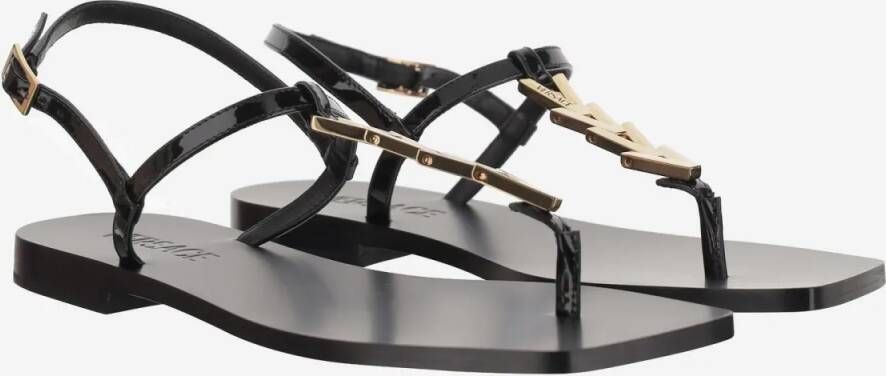 Versace Sandalen V-Chain Leather Sandals in zwart