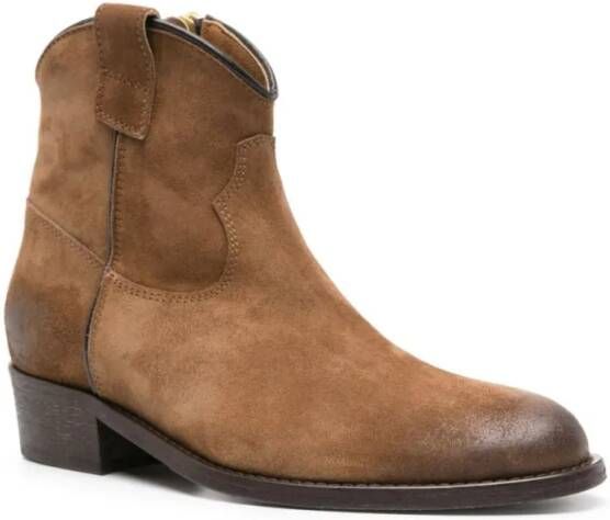 Via Roma 15 Boots Camel Brown Calf Suede Ankle Boots in bruin