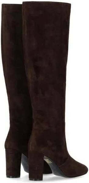 Via Roma 15 Boots Dark Brown Suede Heeled High Boot in bruin