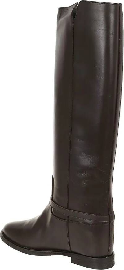 Via Roma 15 Boots Knee-High Boot With Gold V And Suede in bruin
