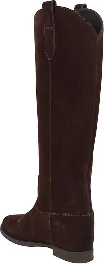 Via Roma 15 Boots Tall Suede Boots With Internal Wedge in bruin