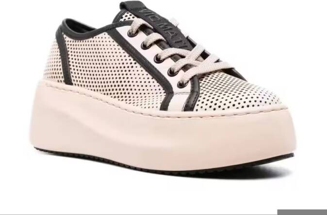 Vic Matié Low-Top Sneakers Perforated Brown Cow Leather Travel Sneakers in beige