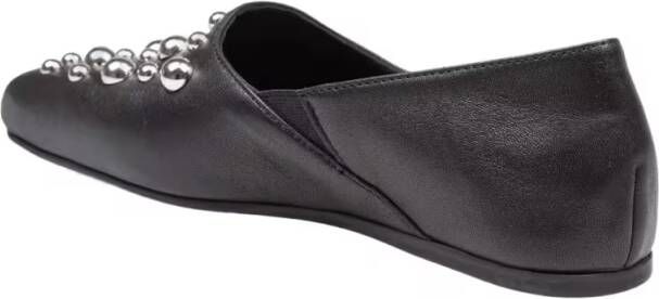 Vic Matié Square Closed Slipper Shoe In Nappa Leather in zwart