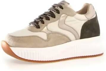 Voile blanche Low-Top Sneakers Luxurious Leather And Suede Sneakers With Gold Acc in beige