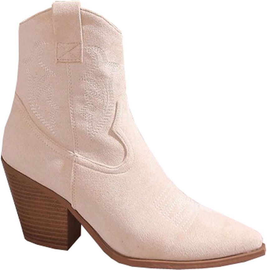Fashionize Enkellaars Stiksel Beige